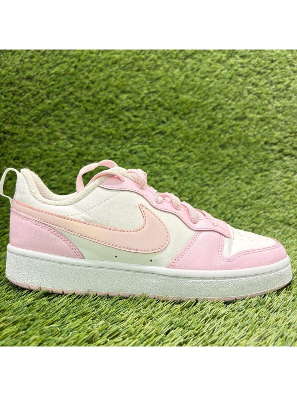 Nike Court Borough Low Recraft Girls Size 6Y White Pink Athletic Shoes Sneakers